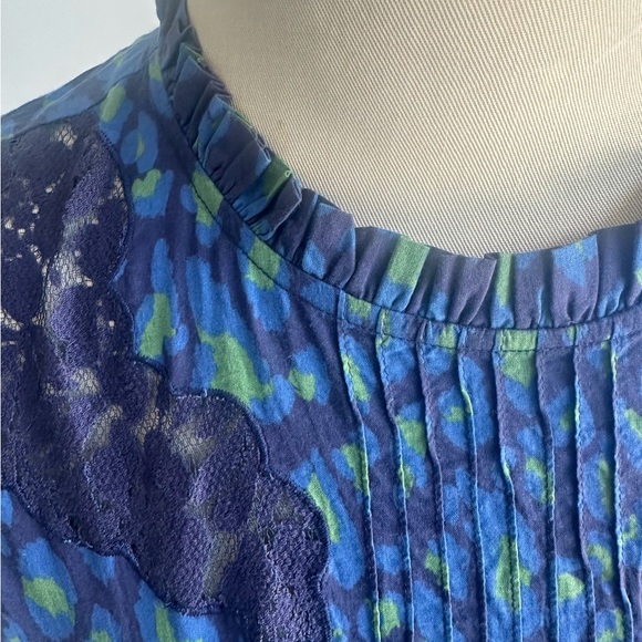 Anthropologie Blue and Green Patterned Blouse - Picture 5 of 7